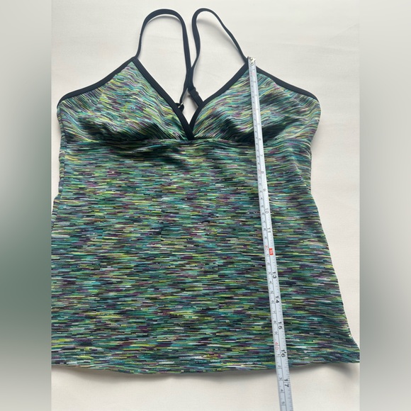 Athleta colorful adjustable strap v neck swim tankini. Size M - Picture 3 of 5